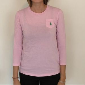 Pink polo 3/4 length shirt size s